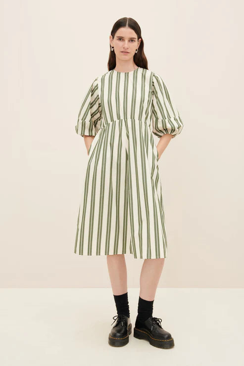 Earthy tone unclassified dressesKowtow Joan Dress - Forest Stripe Earthy tone unclassified dresses