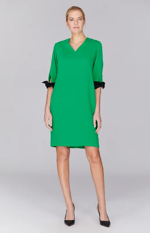 Ruffled unclassified dressesLustrous Crepe 3/4 Sleeve Dress w/ Tie Cuff Ruffled unclassified dresses