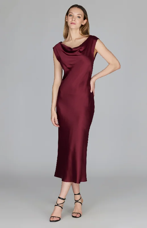 Dark color unclassified dressesSatin Drape Front & Back Bias Dress Dark color unclassified dresses