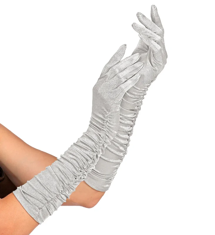 Knitted unclassified dressesSilver Pleated Satin Opera Gloves Knitted unclassified dresses