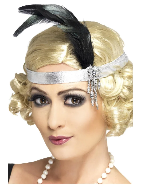 Long unclassified dressesSilver Satin Charleston Flapper Headband Long unclassified dresses