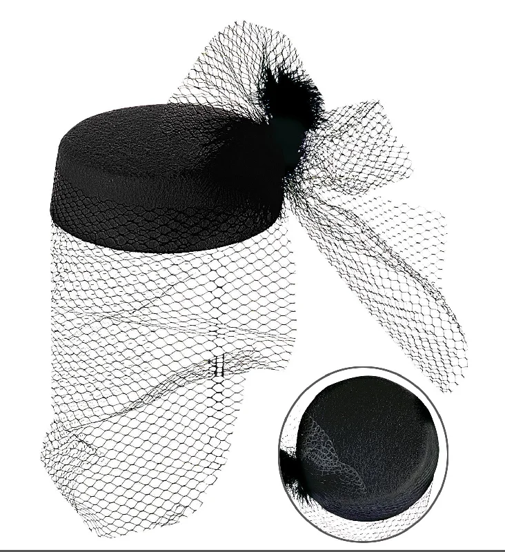 Color block unclassified dresses1920's Tina Hat with Veil and Feather Color block unclassified dresses