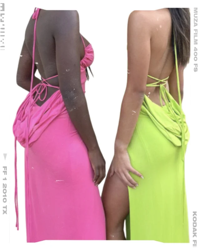 Elegant unclassified dressesVibrant Neon Backless Side-Slit Dress Elegant unclassified dresses