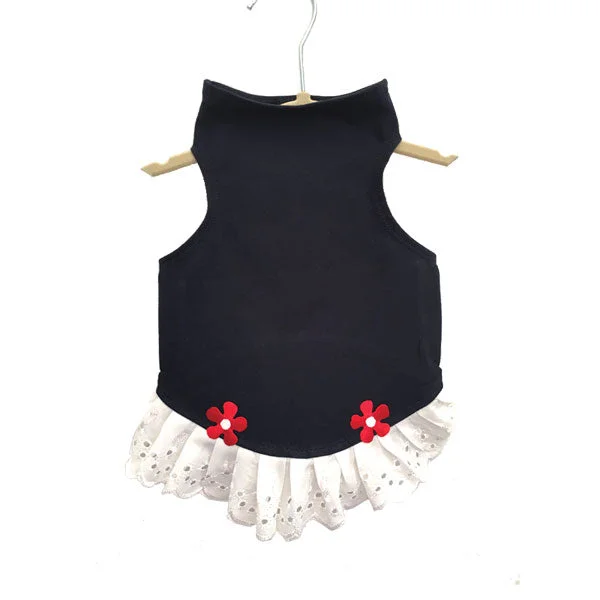 Polka dot unclassified dresses430 Daisy & Lucy Navy Jersey Top with Eyelet Trim and Flower Detail Polka dot unclassified dresses