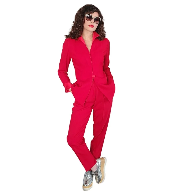 Wrap unclassified dresses90s Christian Dior Pant Suit Red Wool / Small Wrap unclassified dresses