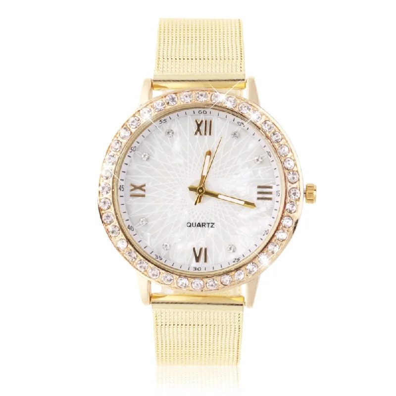 Tiered unclassified dressesWomen's Crystal Round Quartz Stainless Steel Mesh Band Wrist Watch Gift With Gold Color Relogio Masculino 2019 Tiered unclassified dresses