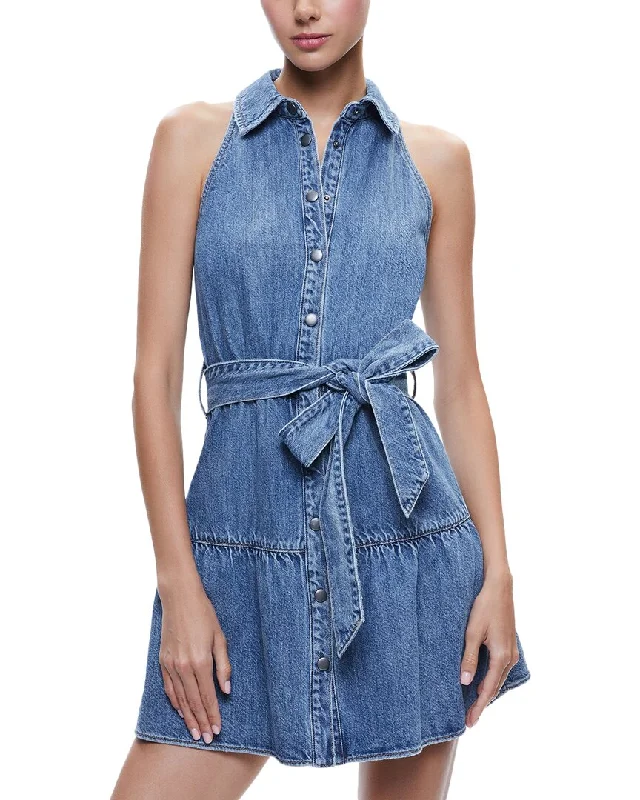 alice + olivia Miranda Mini Denim Dress Mini Skirt with Pockets