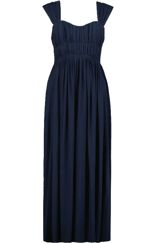 Grecian Corset Maxi Dress In Marine Maxi Skirt Look