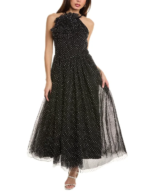 ML Monique Lhuillier Lilianna Tulle Maxi Dress Layered Maxi Skirt