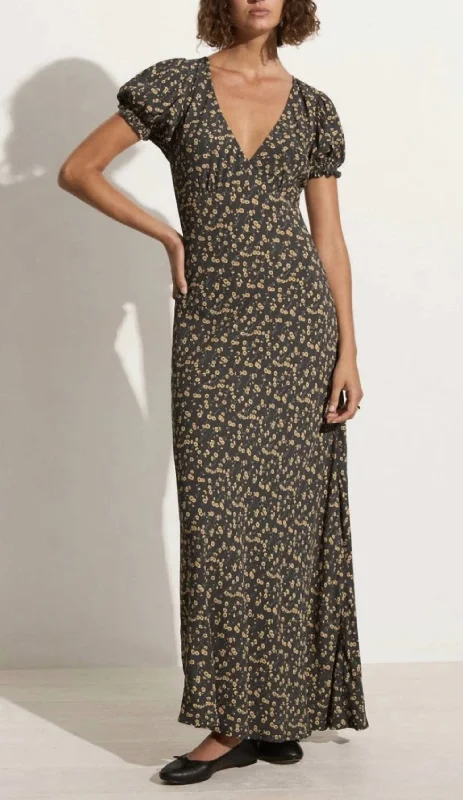 Reis Maxi Dress In Flori Floral Flowing Boho Skirt