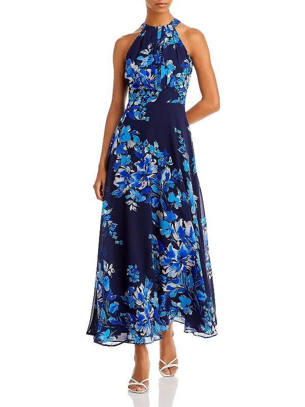 Womens Floral Print Maxi Halter Dress Colorful Maxi Skirt