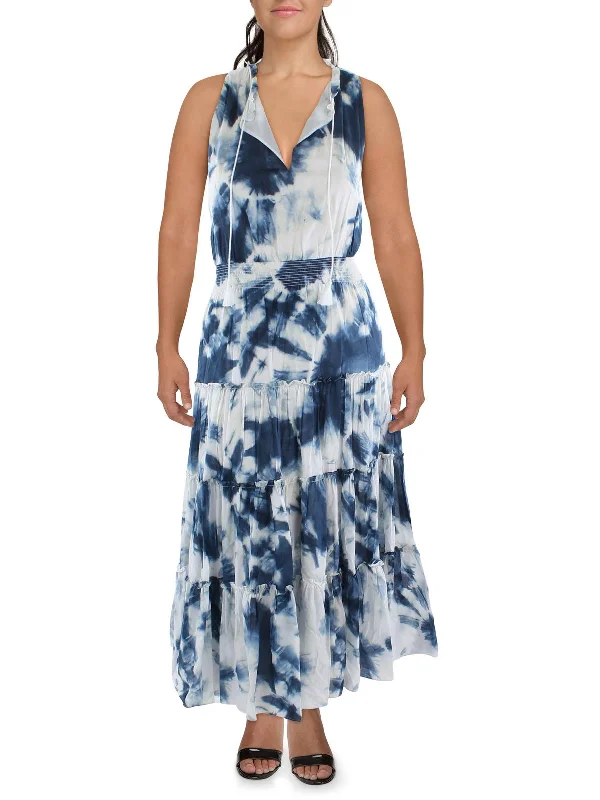 Womens Tie-Dye Ruffled Maxi Dress Ruffled Maxi Skirt