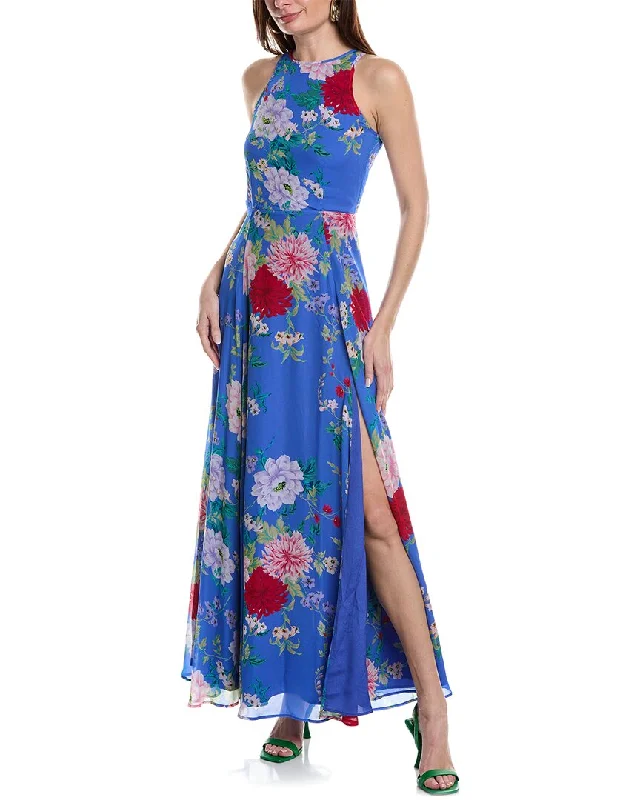 YUMI KIM Silk Maxi Dress Pleated Floral Maxi