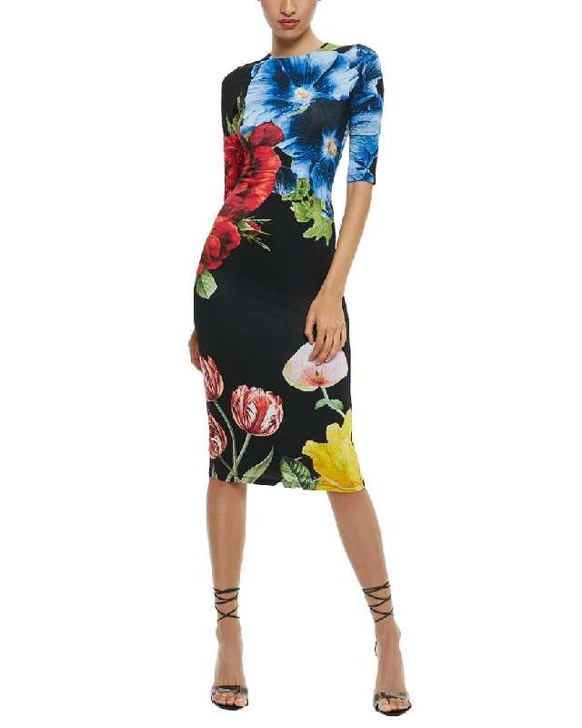 alice + olivia Delora Crew Neck Midi Dress A-line Midi Skirt