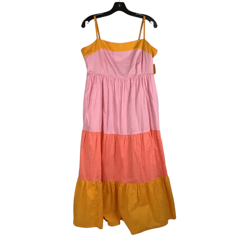 Dress Casual Midi By J. Crew In Orange & Pink, Size: 12 Denim Midi Skirt